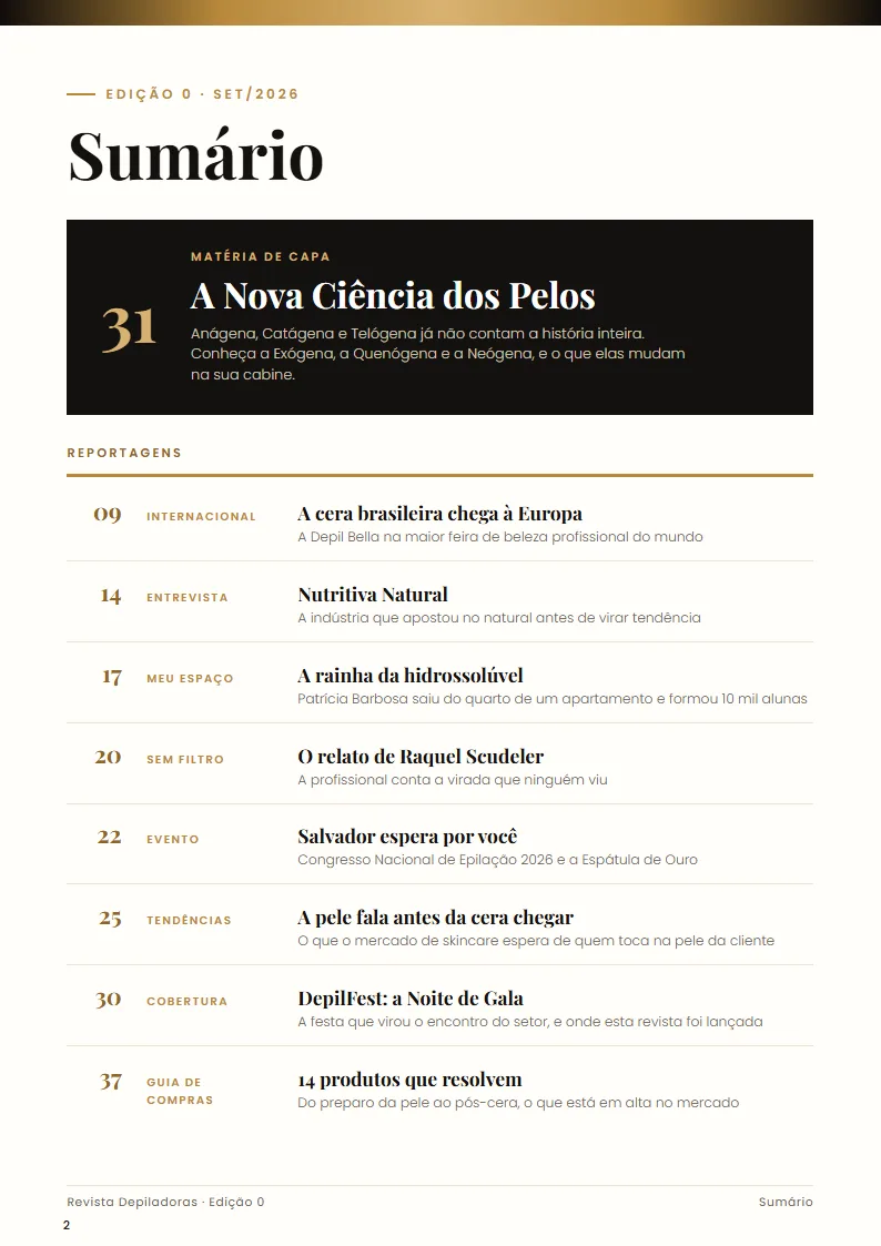 Página 2 — Assine · Primeira Fila · Revista Depiladoras · Edição 0