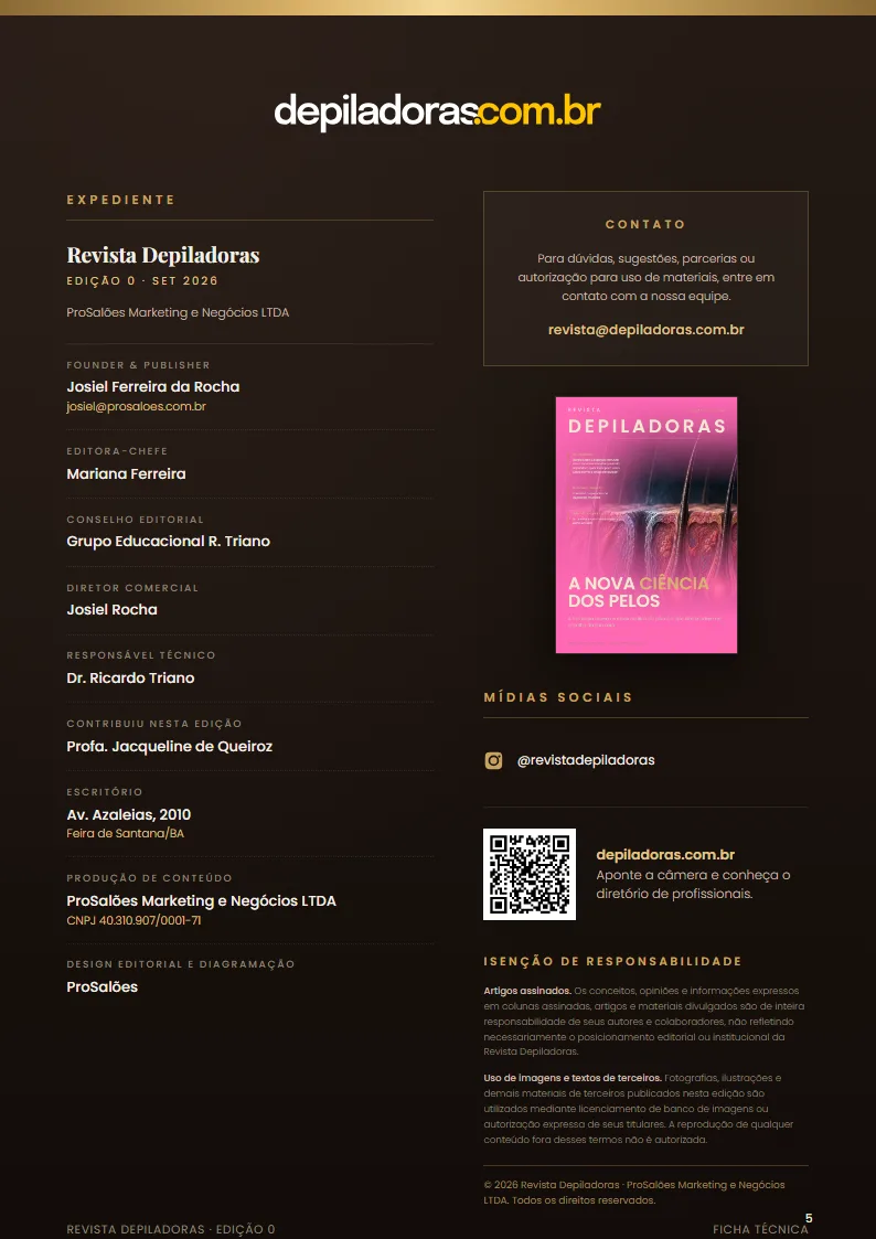Página 5 — Sumário · Revista Depiladoras · Edição 0